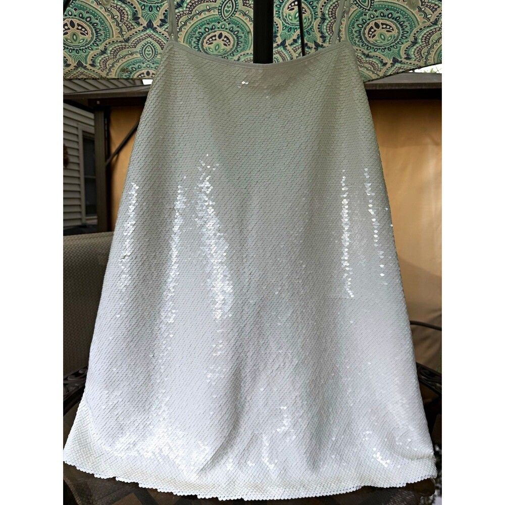 Abercrombie & Fitch Women’s XL White Sequin Mini Dress Spaghetti Strap Party